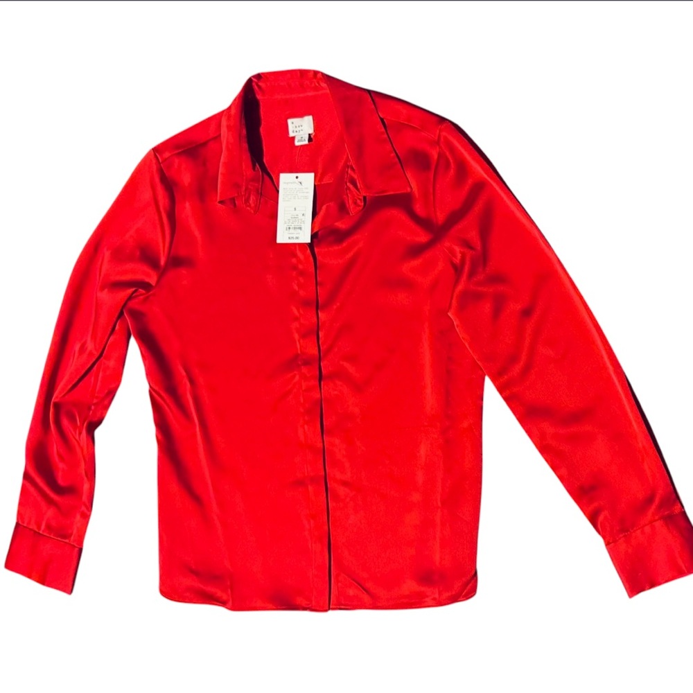 Women’s Bold Red Blouse Silky Look Size Small